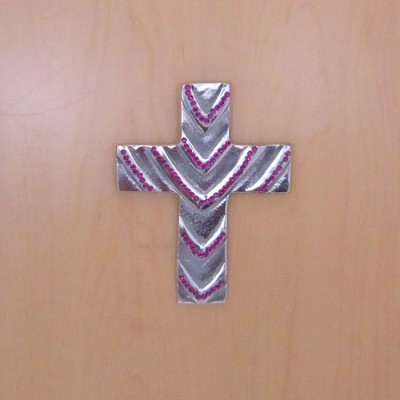 51057 - WALL CROSS /W PINK CRYSTAL